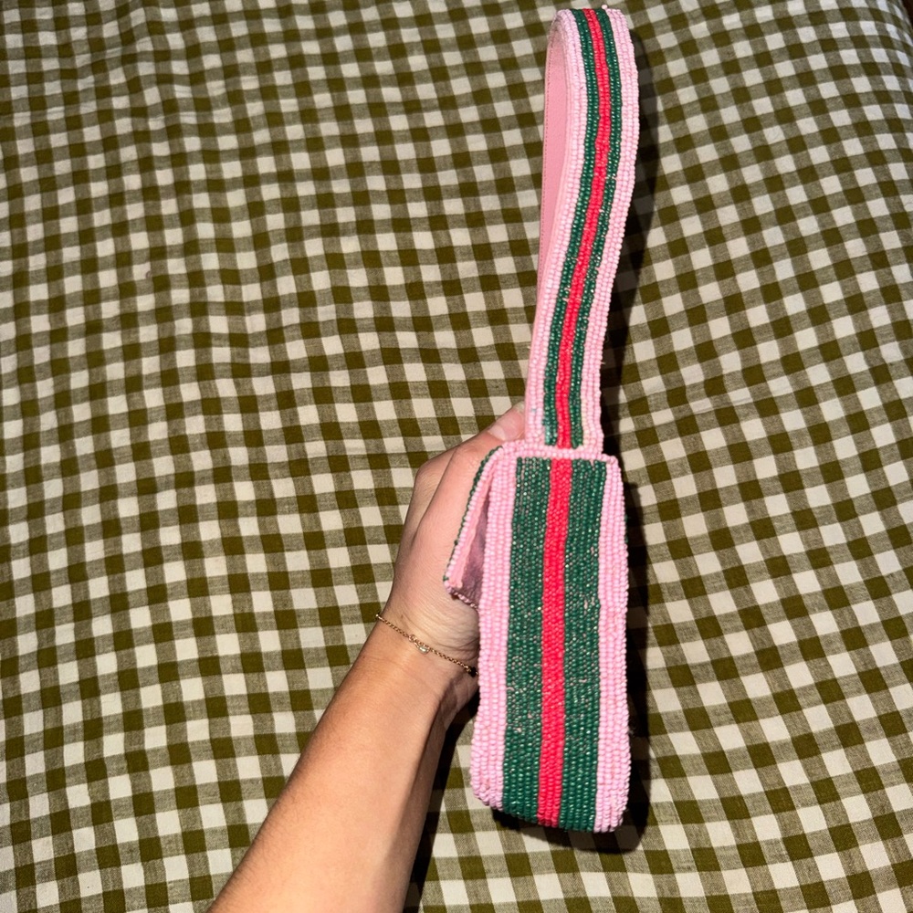 Anthropologie Pink and Green Beaded Bag - Picture 2 of 3